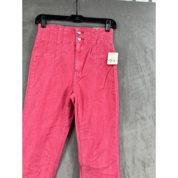 Free People Jayde Cord High Rise Flare Corduroy Pants Size 25 Honey Suckle Pink - Picture 3 of 9